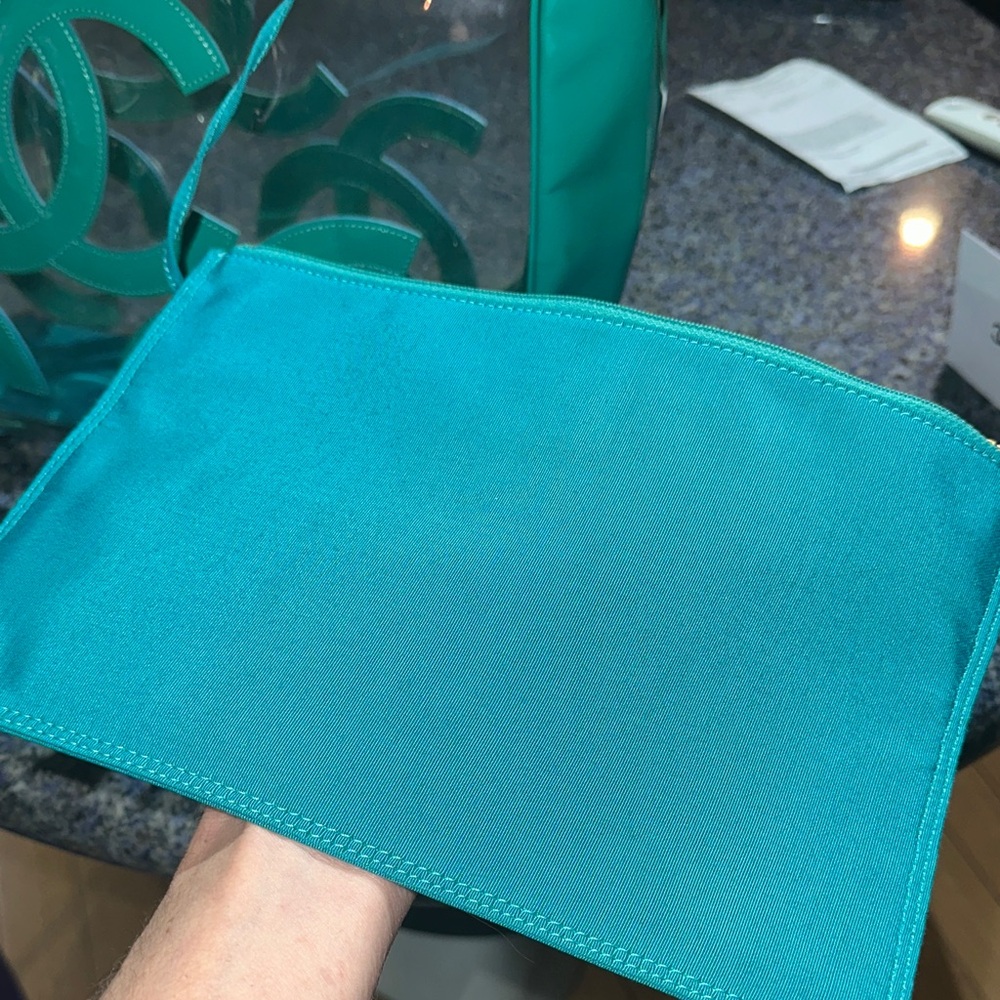 CHANEL triple C’s Teal Transparent Tote - Picture 2 of 10